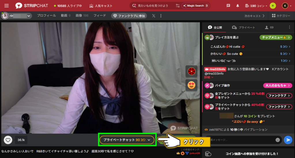 Stripchat 限定プライベートのみの配信者画面